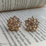 Clear Crystal and Gold Starburst Earrings