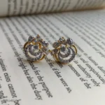 Clear Teardrop Crystal Hoop Earrings with Pave Stone Detail