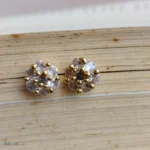Clear Crystal Cluster Stud Earrings with Gold-Tone Prongs - Image 2