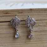 Silver-Tone Abstract Crystal Teardrop Girls Earrings - Image 2