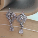 Silver-Tone Abstract Crystal Teardrop Girls Earrings