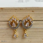 Gold and Silver-Tone Heart-Shaped Crystal Drop Earrings - Image 2
