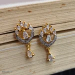 Gold and Silver-Tone Heart-Shaped Crystal Drop Earrings