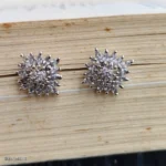 Silver-Tone Crystal Floral Statement Stud Earrings - Image 2