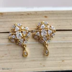 Gold-Tone White Stone Clear Crystal Drop Earrings for Women - Image 2