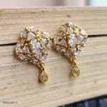 Gold-Tone White Stone Clear Crystal Drop Earrings for Women