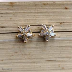 Gold-Tone Clear Baguette Stone Star Stud Earrings for Women - Image 2