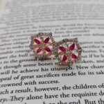 Ruby Floral Stud Earrings | CZ Designer Jewellery