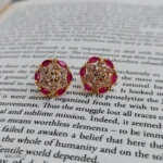 Ruby & CZ Round Stud Earrings | Designer Jewellery