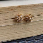 Crystal Floral Stud Earrings | Designer Jewellery - Image 2