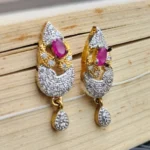 Ruby Stone Teardrop Earrings | Designer Jewellery - Image 2