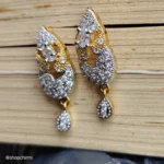 Gold-Toned Two-Tone Stone Teardrop Earrings - Image 2