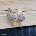 Gold-Tone Geometric CZ Drop Earrings
