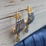 Gold-Tone Geometric CZ Drop Earrings - Image 2
