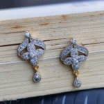 Gold-Tone CZ Leaf Drop Earrings