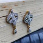 Gold-Tone CZ Leaf Drop Earrings - Image 2