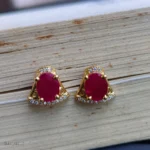 Pink Stone Gold-Tone Earrings – Stylish Party Wear Jewelry - Image 2