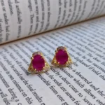 Pink Stone Gold-Tone Earrings – Stylish Party Wear Jewelry