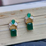 Emerald Green Geometric Earrings – Sparkling Statement Earrings for Women