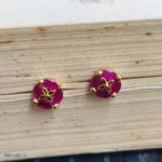 Fuchsia Pink Stone Floral Earrings – Stylish Statement Studs - Image 2