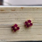 Pink Floral Stone Stud Earrings for Women - Image 2