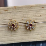 Ruby Red Sunburst Crystal Stud Earrings for Women - Image 2