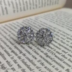 Silver-Toned CZ Floral Stud Earrings | Sparkling Crystal Flower Earrings for Women