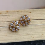 Gold-Toned CZ Floral Stud Earrings | Shining Crystal Flower Earrings for Women - Image 2