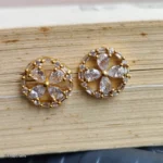 Gold Crystal AD Stone Statement Earrings for Women | Designer Party Wear Jewellery - Image 2