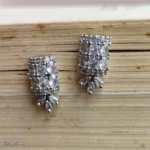 Silver Crystal AD Stone Statement Earrings for Women - Image 2