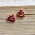 Pink Stone Triangle Stud Earrings for Women - Image 2
