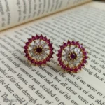 Ruby Pink Floral AD Stone Earrings for Women