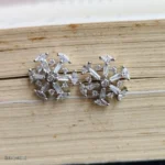 Silver Crystal Starburst Stud Earrings for Women - Image 2