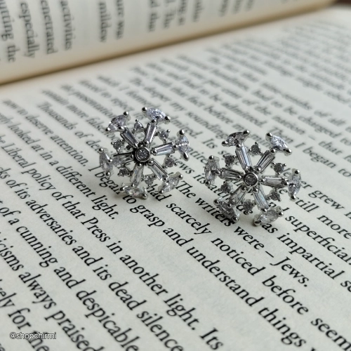 CHTT37 Silver Crystal Starburst Stud Earrings for Women Silver Crystal Starburst Stud Earrings for Women - Image 1