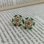 Green Crystal Starburst Stud Earrings for Women