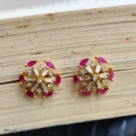 Red Crystal Starburst Stud Earrings for Women - Image 2