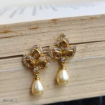 Sapphire Stone & Pearl Drop Earrings for Women - Image 2