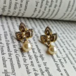 Sapphire Stone & Pearl Drop Earrings for Women