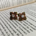 Vintage Floral Crystal Stud Earrings for Women