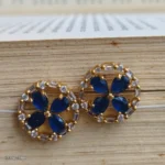 Blue Stone Floral AD Stud Earrings for Women - Image 2