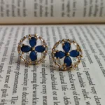 Blue Stone Floral AD Stud Earrings for Women