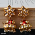 Star stone studded Red Jhumka - Image 2