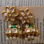 Star stone studded Green Jhumka - Image 2