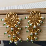 Gold Toned Abstract Designed Long Earrings - Image 2